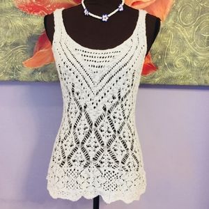 MAURICES White Crochet Tank Top size M